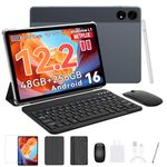 Tablet 12 Inch, 2026 Android 16 Tablets, 2.5K IPS Display Tablette Android Large Screen for Gaming, Drawing, 48GB+256GB, 10000mAh/18W, 16+8MP, Octa Core T7280 with Keyboard,Mouse&Pen, 4 Year Warranty