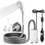 AUTOPkio Camping Shower Portable, 12V 24V Plug-and-Play Camp Shower with Adjustable Showerhead for Camper, Beach, Pet, Car Washing (White, No Sprayer)