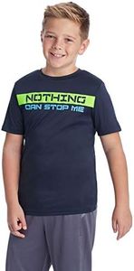 Champion C9 Boys' Tech Short Sleeve Tshirt, Navy/Nothing Can Stop Me Me, XS