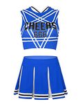 YiZYiF Women's Daddy Printed Cheer Leader Uniform Dress Cheerleading Role Play Outfit Set, Cheerleading Blue, Small