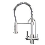 MENATT Purifier Drinking Water Faucet/Kitchen Faucet, Commercial 3 in 1 Pull Down Water Filter Kitchen Sink Faucets (Brushed Nickel)