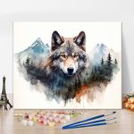 TISHIRON Paint by Numbers for Adults, Wolf Adults' Paint by Number Kits Mountain Forest Animal Painting Art Paint by Number Canvas Easy Oil Painting Paint by Number Kits Home Wall Decor, 16 x20 Inch