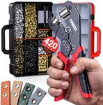 Grommet Tool Kit with 1/4" Punch Self-Locking Eyelet Tool with 420PCS Grommets (Silver, Gold, Black, Copper) Includes Washers and Carrying Case for PVC, Canvas, Leather