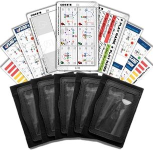 1NMORE 5v5, 7v7 Football Wristbands with Playbook System, Quarterback Wrist Coach for Youth, Flag Football Wrist Bands with Plays Stickers & PVC Cards (Black-5Pcs, 5 on 5)