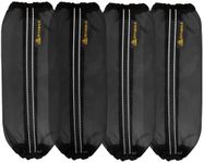 MIYABALA Fly Boots for Horses Set of 4,Universal Size Fine Mesh Horse Fly Boots with Nylon Stays,Fly Leggings for Horses with Fleece Trimming and Reflective Webbing (Black)