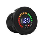 VIFER Motorcycle Voltmeter, DC 12V Motorcycle Car LED Digital Display Voltmeter Waterproof Voltage Volt Meter Gauge for Boat Marine Vehicle Motorcycle Truck Camper ATV UTV