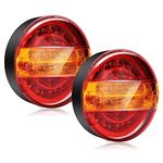 LED Round Trailer Tail Lights 20-LED Red/White 5 Inch Tail Brake Light Turn Signals Waterproof for Trailer Van Caravan Truck, 2PCS