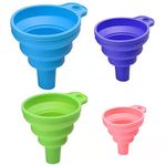 Collapsible Funnels Silicone, 4 Sizes Foldable Kitchen Small Funnel Set for Liquid Filling Bottles or Containers (S/M/L/XL)