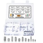 Epi-Torque; The Epic Torque #Doityourself 185pcs 10 Sizes M3/4/5/6/8 Allen Head Socket Hex Grub Screw Set Assortment Kit with Plastic Box & Matching Allen Keys StainlessSteel