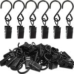 Baoswi 50 Pack Stainless Steel S Hooks Curtain Clips, Hanging Party Lights Clips, Hangers Gutter Photo Camping Tents, Art Craft Display, Garden Courtyards Decoration, 2.4 Inch Long Black