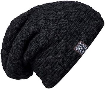 Bonnet Chapeau Homme Hiver Beanie en Tricoté avec Doublure Chaud,Gris,Taille unique