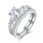starchenie Bridal Set for Women 925 Sterling Silver Ring Set Wedding Band Engagement Rings with 3A Cubic Zirconia White Gold Plated Jewelry Gift for Women,x