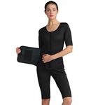 Bakerdani Full Body Sauna Suit Waist Trainer Corset Trimmer Bodysuit with Belt for Weight Loss Women