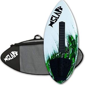 USA MADE Slapfish Skimboards 52" Fiberglass & Carbon - No Rider Weight Limit - with Traction Deck Grip - Kids & Adults - 4 Colors… (Green Board + Arch Bar & Bag)