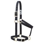 Weaver Leather 1" Small Horse/Weanling Draft Basic Chin & Throat Snap Halter, Black, Adjustable