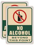 2 Pack No Alcohol Beyond This Point Signs 10" x 7" No Alcohol Allowed Warning Signs Metal Reflective Sturdy Rust Aluminum Weather Resistant Waterproof Durable Ink Easy to Install Outdoor