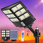 Gefolly SL-2000W Solar Street Lights Outdoor, 200000LM Commercial Parking Lot Light, 6500K Dusk to Dawn Solar Security Flood Lights Motion Sensor Solar Led Lamp for Basketball Court, Road, Playground