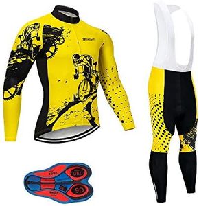 MOXILYN Men's Quick-Dry Cycling Jersey Set Road Bike Bicycle Shirt + Bib Pants with 9D Gel Padded MTB Riding Clothing kit