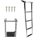 Amarine Made 4 Step Telescoping Swim Marine Boat Ladder Stainless with Built in Handle