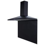 SIA 100cm Black Chimney Kitchen Cooker Hood Extractor Fan And Glass Splashback