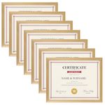 Giftgarden 8.5x11 Picture Frame Gold Set of 7, Multi Modern 8.5x11 Frames for Award Certificate Document Diploma, Wall or Tabletop Display