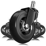 Lifelong Office Chair Wheels Black Replacement Rubber Chair Casters for Hardwood Floors and Carpet, Set of 5, Heavy Duty Office Chair Casters for Chairs to Replace Chair Mats - Universal Fit