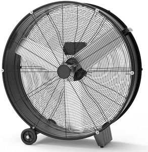 GarveeHome 30 in Industrial Drum Fan, 3-Speed High Velocity Floor Fan, Heavy Duty Metal Air Circulator with Caster Handle for Patios, Warehouses, Commercial, Factories and Workshops