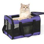 Conlun Cat Carrier Airline Approved, Soft-Sided Dog Carrier with Inner Safety Leash, Pet Transport Carrier for Small-Medium Cats Puppies up to 15 Lbs, Collapsible Travel Kitten Carrier Bag -Purple M