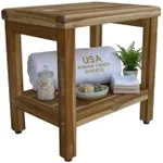 EcoDecors 18 inch, Teak Shower Bench, Teak Shower Seat, Teak Bench for Shower, Teak Stool, Teak Shower Chair, Teak Shower Bench for Inside Shower, Teakwood Shower Bench