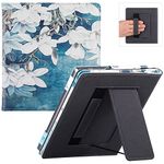 BOZHUORUI Kindle Oasis Case with Stand (fits 7 inch - 9th Generation 2017 Release and 10th Generation 2019 Release) - PU Leather Sleeve Cover with Hand Strap and Auto Sleep/Wake (Magnolia)