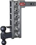 GEN-Y GH-326 MEGA-Duty Adjustable 12.5" Drop Hitch with GH-031 Dual-Ball, GH-032 Pintle Lock for 2" Receiver - 10,000 LB Towing Capacity - 1,500 LB Tongue Weight
