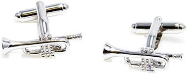 MRCUFF Trumpet Jazz Music Pair Cufflinks in a Presentation Gift Box & Polishing Cloth