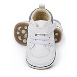 RVROVIC Baby Boys Girls Anti-Slip Sneakers Soft Ankle Boots Toddler First Walkers Newborn Crib Shoes(12-18 Months,A2-White)