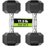 Hex Dumbbell Rubber Encased Dumbbell Strength Training Hex Dumbbell, Hand Weight For Workout & Exercise/Pair of 17.5LB