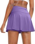 SANTINY Pleated Tennis Skirt for Women with 4 Pockets Women's High Waisted Athletic Golf Skorts Skirts for Running (Lavender_M)