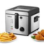 CUSIMAX Deep Fryer, 2.5L Deep Fat Fryer with Non-Stick Coating, Features Removable Viewing Window, Stainless Steel Basket with Foldable Handle, Overheating protection, Easy Clean, Silver