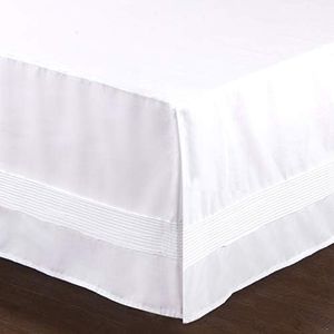 Valea Home Bed Skirt with Stitch on White Dust Ruffle with Split Corners Durable Elegant Luxury Queen 14-inch Drop