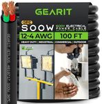 GearIT 12/4 12 AWG Portable Power Cable (100 Feet - 4 Conductor) SOOW 600V 12 Gauge Electric Wire for Motor Leads, Portable Lights, Battery Chargers, Stage Lights and Machinery -100ft Electrical Cord