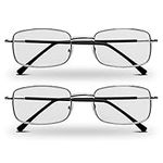 RE-GEN 2pc Twin Pack Classic Style Metal Frame Rectangular Adult Reading Glasses Mens/Womens - Black Sleeve Silver Frame (Silver, 2.5, diopters)