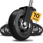 Lifelong Office Chair Wheels Replacement Rubber Chair Casters for Hardwood Floors and Carpet, Set of 5, Heavy Duty Casters for Chairs to Replace Office Chair Mats - Fits 98% (10 Pack)