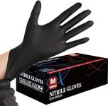 Black Nitrile Disposable Gloves - 100 Pack, Extra Strong, Latex-Free, Powder-Free, Professional-Grade Protection, Black Disposable Gloves, Examination Gloves, Multipurpose Gloves (100, MEDIUM)