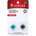 SINGER Slip Stop Thimbles, Size Large and X Large, Metallic Blue and Purple, 2 Pieces