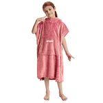 Hiturbo Kids Changing Robe Towel Poncho Bath Robe with Hooded for Beach,Swimming,Surfing Pink