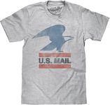 Tee Luv Men's USPS U.S. Mail Eagle Logo Shirt - United States Postal Service Shirt, Heather Grey, M