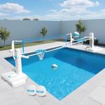 IGL Pool Volleyball Net & Pool Basketball Hoop 2 in 1, Height Adjustable Volleyball Net for Pool, Poolside Basketball Hoop with Fillable Base & Stand, Includes 4 Balls & Pump