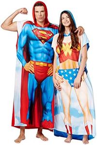 DC Comics Superman & Wonder Woman - Set poncho dinamico con due gemelli, Multicolore, taglia unica