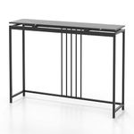 COSTWAY 120cm Console Table, Faux Marble Sofa Side End Table, Metal Frame Narrow Hall Desk Storage Accent Table for Living Room, Bedroom, Foyer and Entryway (without Drawer and Compartments, Black)