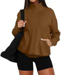 Wenlia Womens Sweatshirts High Neck Long Sleeve Sweatshirt Zip Up Fleece Trendy Comfy Jacket with Pockets Coffee