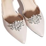 MicroTrouble Shoe Clips Charms for Women, 1 Pair Fashionable and Beautiful Crystal Rhinestone Shoe Decoration, Bridal Wedding Prom Party High Heels Accessories