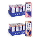 Dash Water Raspberry & Peach - 24 x Flavoured Sparkling Spring Water NO Sugar, NO Sweetener, NO Calories - Infused with Wonky Fruit (12 Raspberry & 12 Peach x 330ml cans)